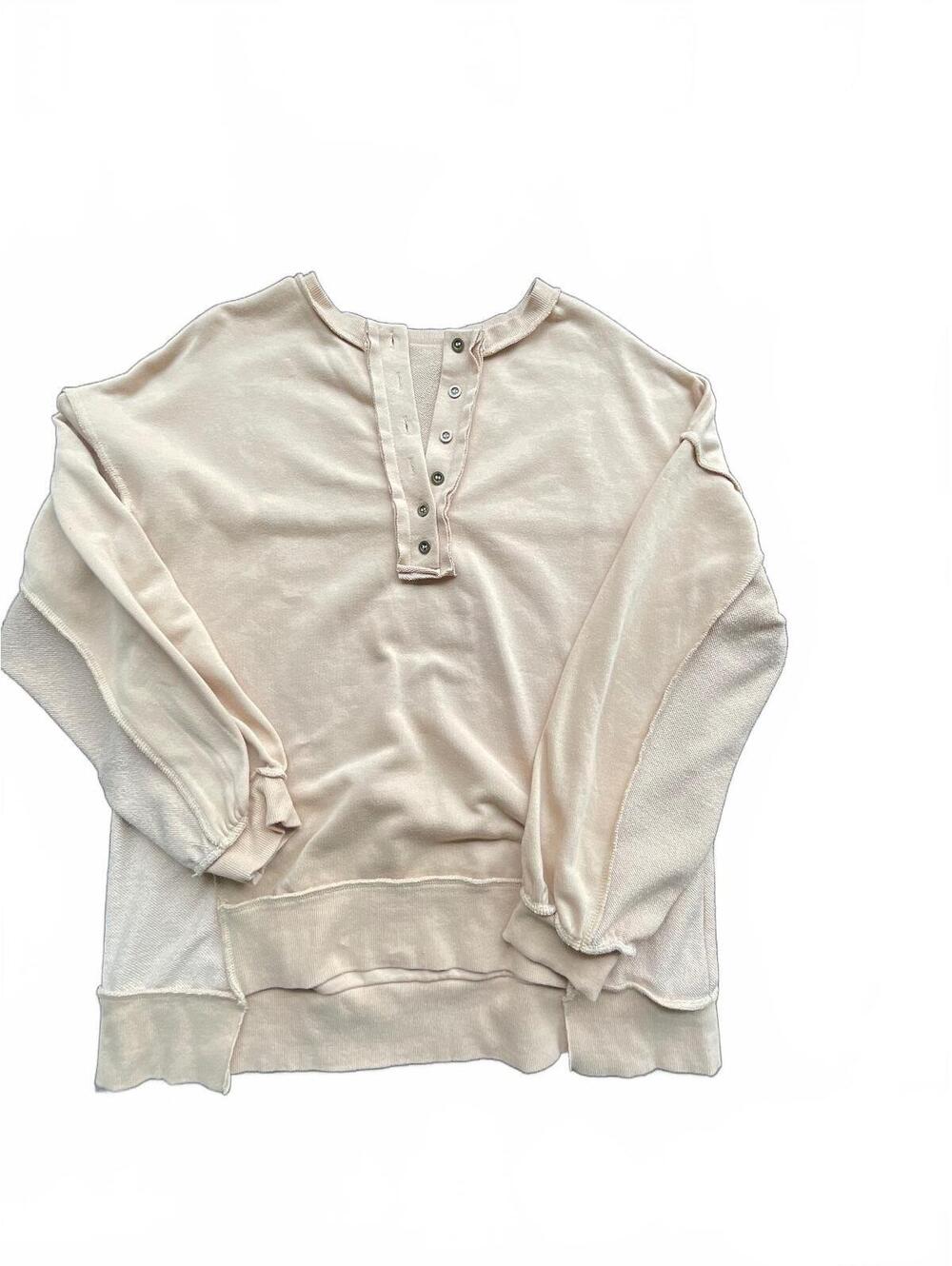 Pale Yellow henley sweatshirt